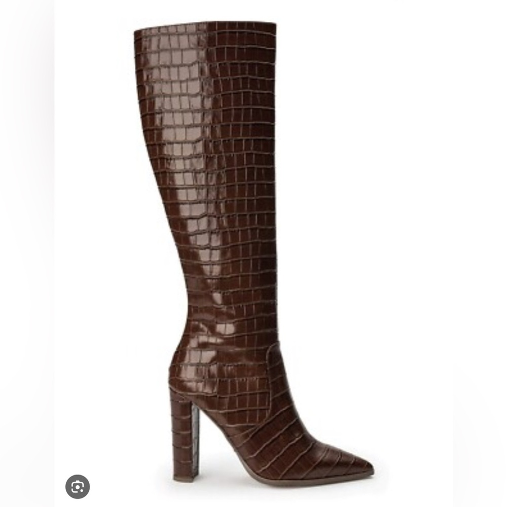 Tony Bianco Chestnut Croc/Snake Embossed Heeled Boots